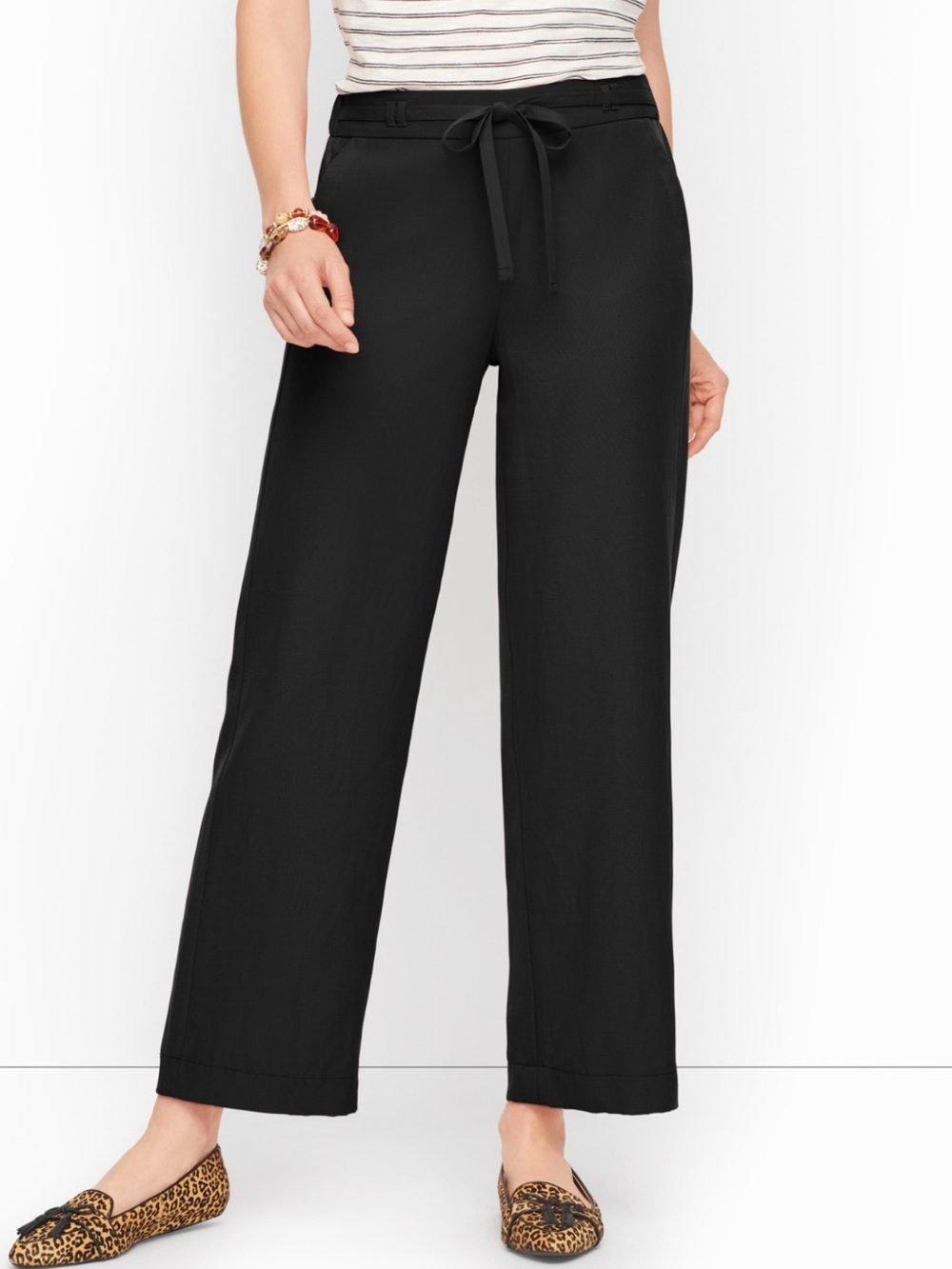 Talbots Black Wide Leg Ankle Trousers Pants Sz XS